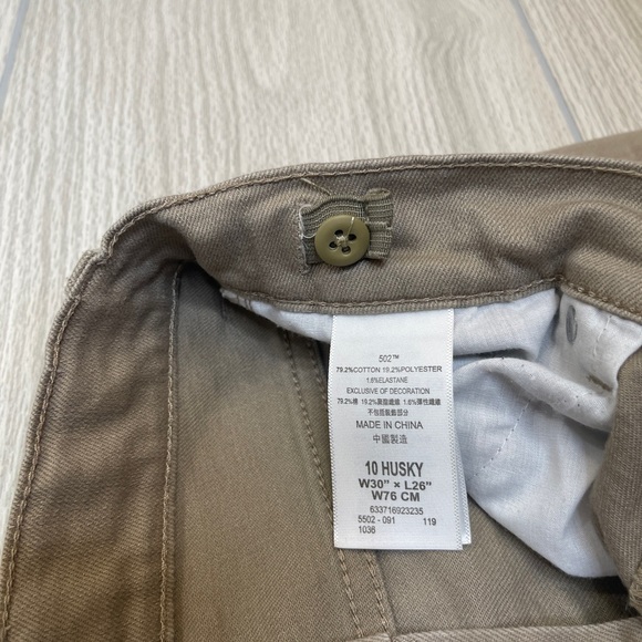 Levi’s 502 Regular Taper beige Khaki Pants School Uniform Boy’s Size 10 Husky - Picture 6 of 12